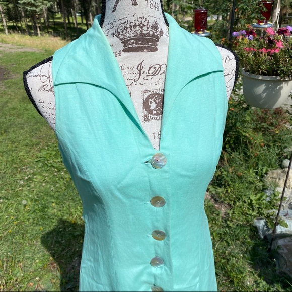 Mint Green Coldwater Creek Linen Blend Dress sz 6 - Picture 6 of 6